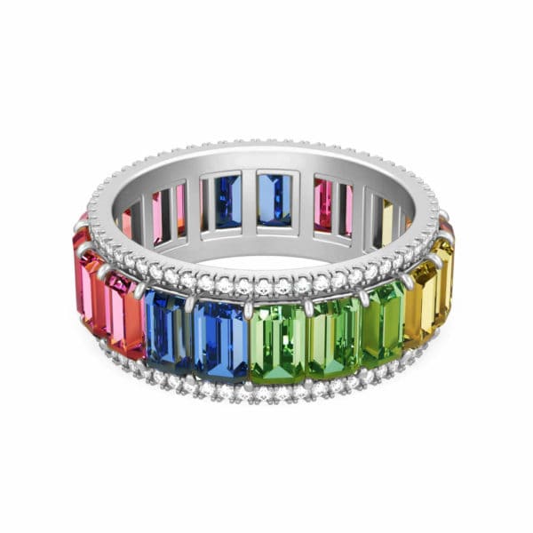 Ring Rainbow Baguette, 18K Gold And Precious Stones