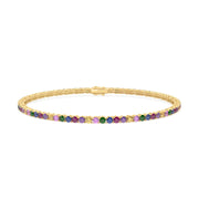 Bracelet Tennis Rainbow Precious Stones 18K Gold