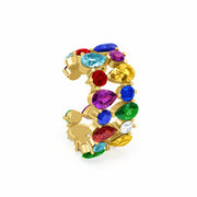 Earring Cuff Rainbow Pear, 18K Gold And Precious Stone