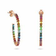 Earrings Hoops Rainbow 18K Gold And Precious Stones