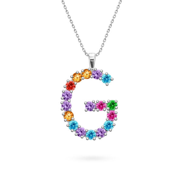 Necklace Rainbow Letter Tall, 18K Gold