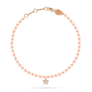 Anklet Pearls Little Diamond Star, 18K Gold