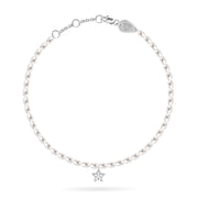 Anklet Pearls Little Diamond Star, 18K Gold