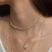 Necklace Locket Star Coin, 18K Gold And Diamonds