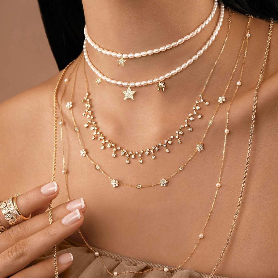 Choker Pearls Little Star Trilogy 18K Gold And Diamonds