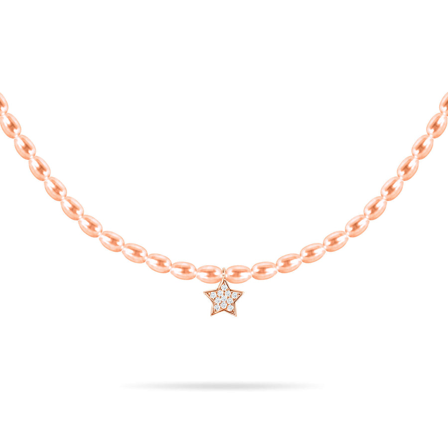 Choker Pearls Little Star Diamond And 18K Gold