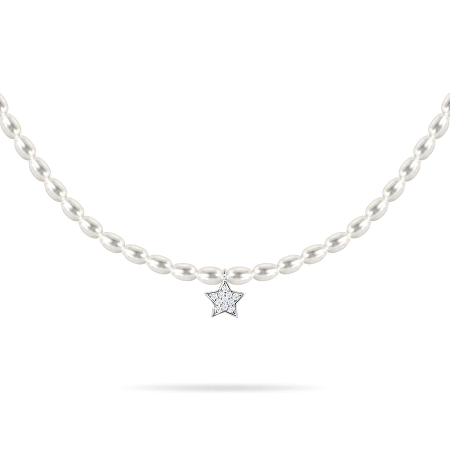 Choker Pearls Little Star Diamond And 18K Gold