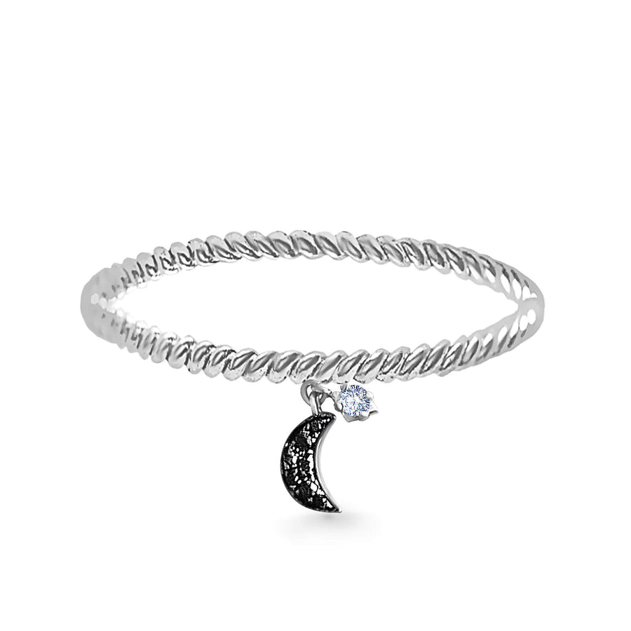 Ring Petite Black Moon & Star 18K Gold